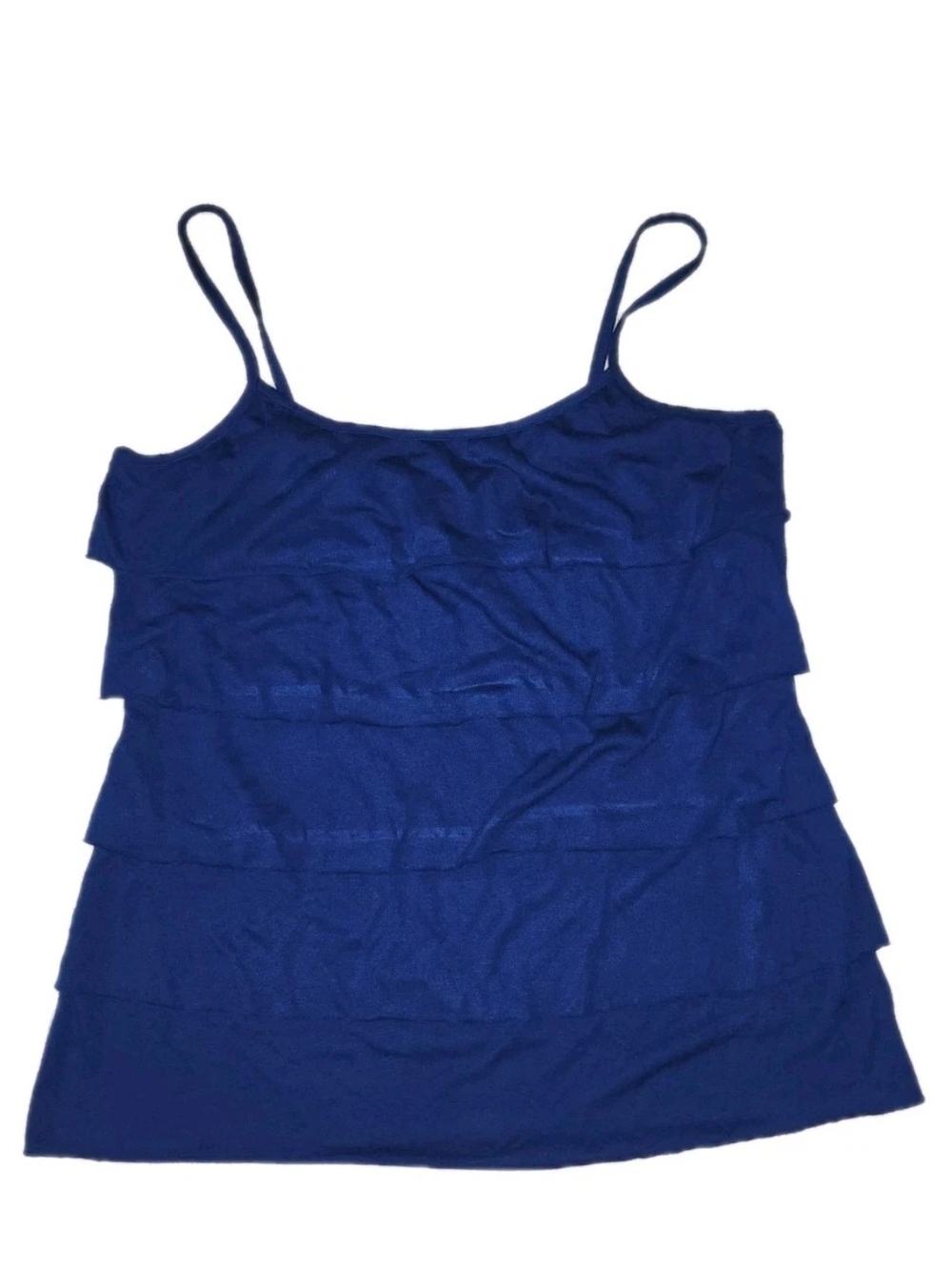 Women’s Large Navy Blue Layered Ruffle Camisole Tank Top Spaghetti Strap